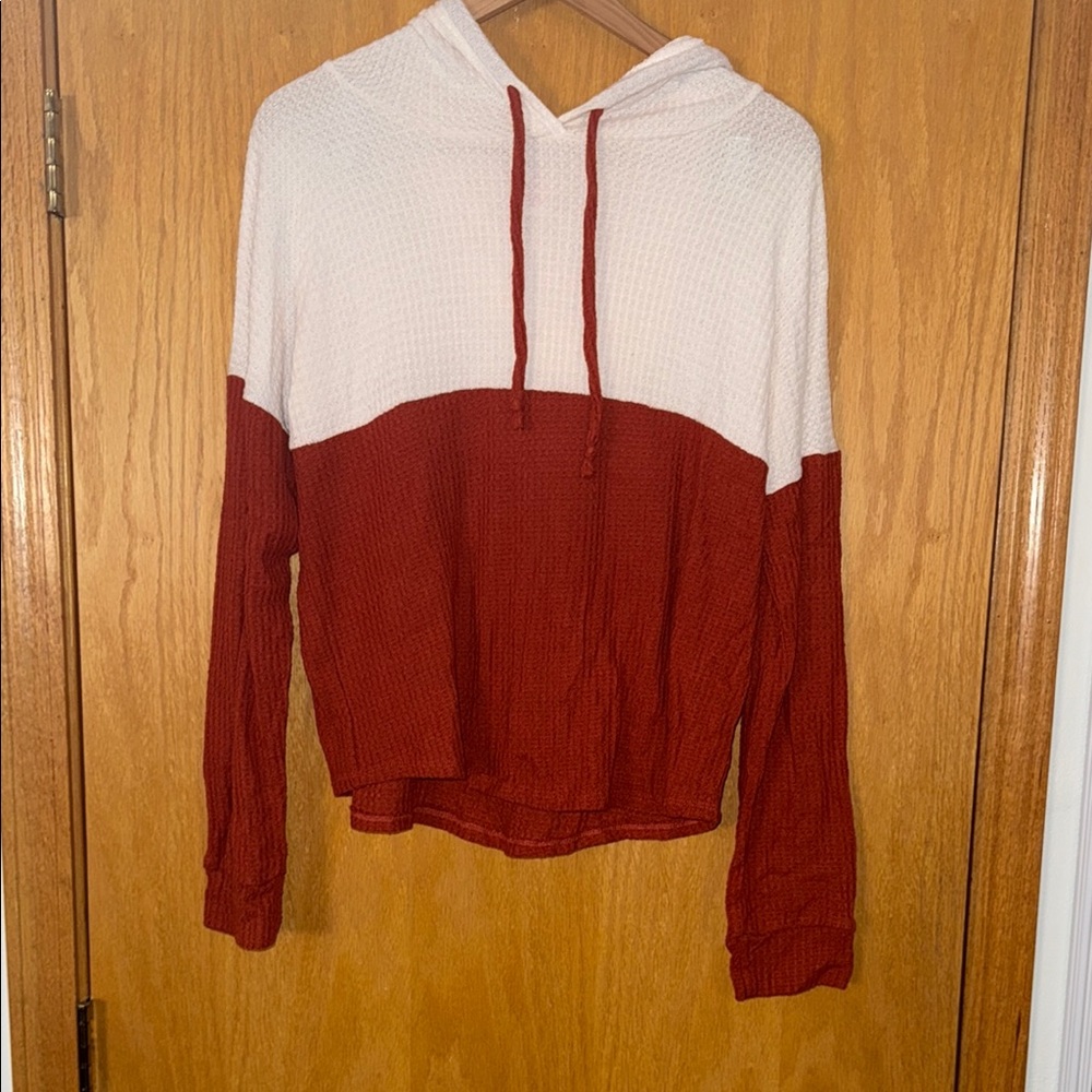 No Boundaries Red and Cream Hooded Sweatshirt